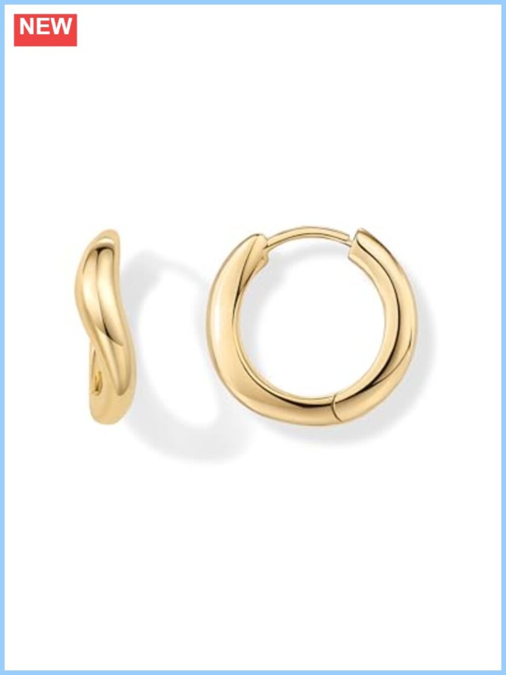 14K Gold Plated Wavy Huggie Hoop Earrings
